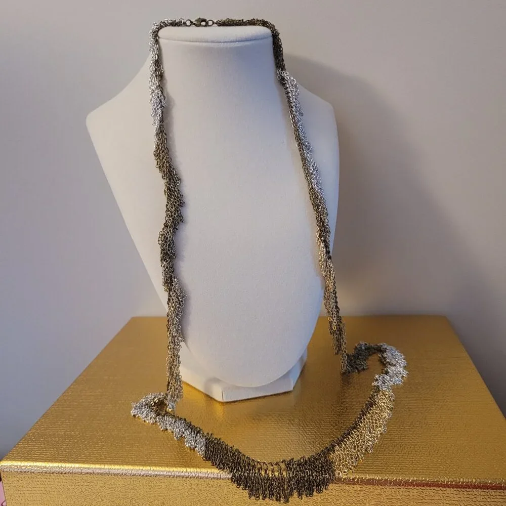 Gold, Silver and Bronze Tone Necklace - Picture 5 of 5
